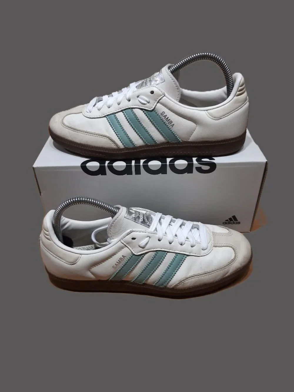 Adidas Samba Originals OG Womens Size 7.5 Ivory Green Brown Gum Sneakers (#2407) - Picture 3 of 14